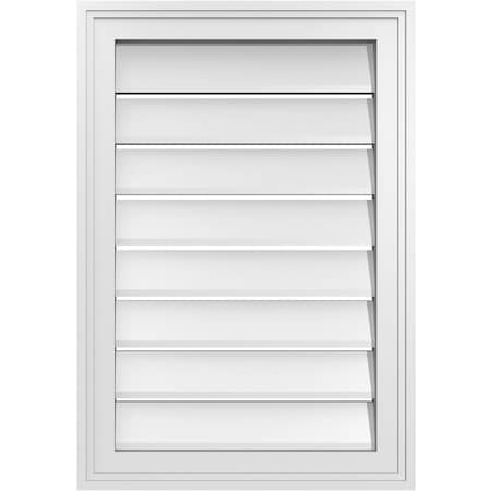 Ekena Millwork Vertical Surface Mount PVC Gable Vent: Functional, w/ 2"W x 1-1/2"P Brickmould Frame, 18"W x 26"H GVPVE18X2602SF